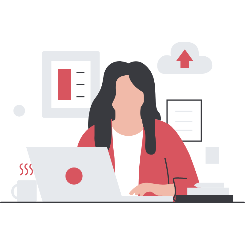 Ilustración de administrativa virtual