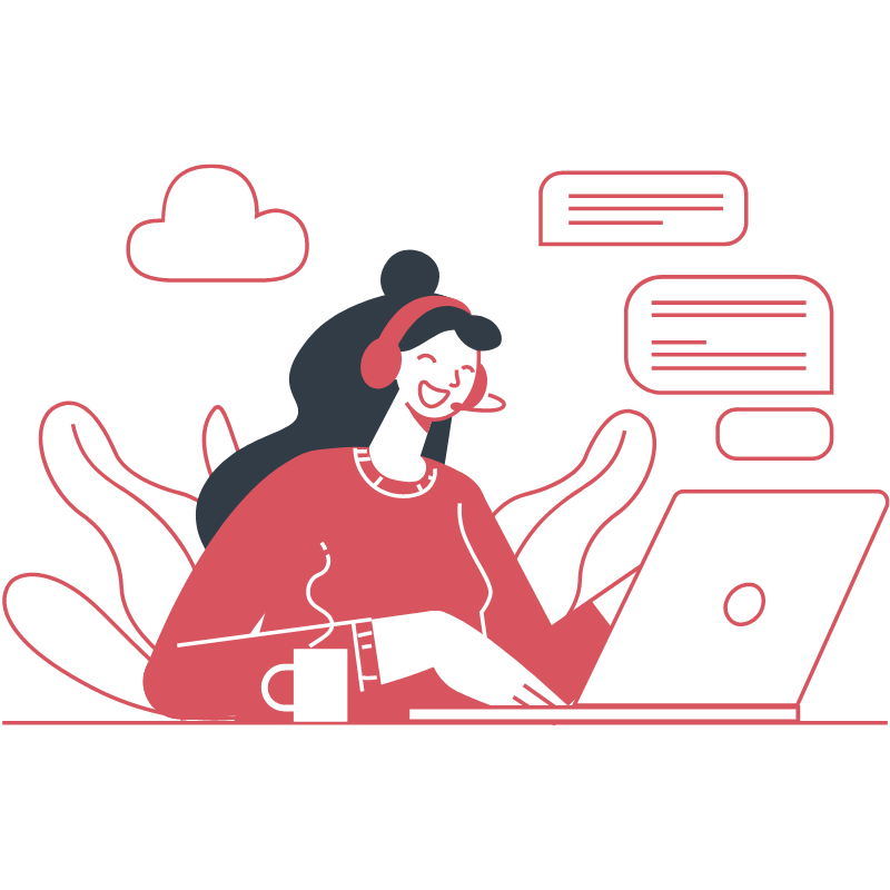 Ilustración de telefonista administrativa virtual