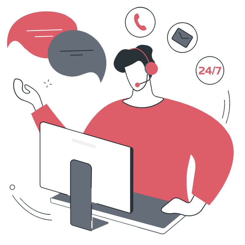 Ilustración de telefonista virtual